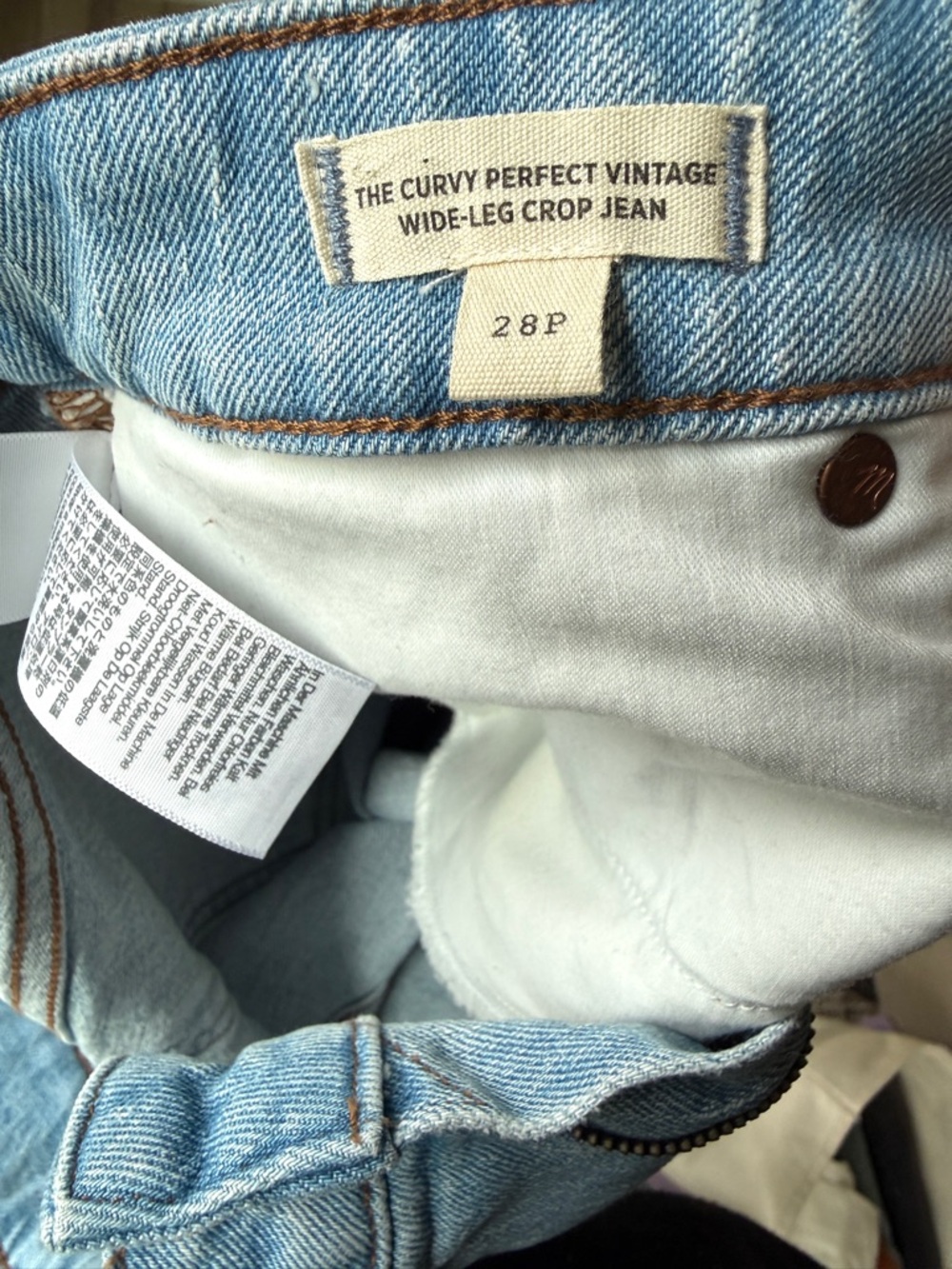 Madewell The Petite Curvy Perfect Vintage Wide-Leg Crop Jean - Altoona Wash- 28P - Picture 5 of 9